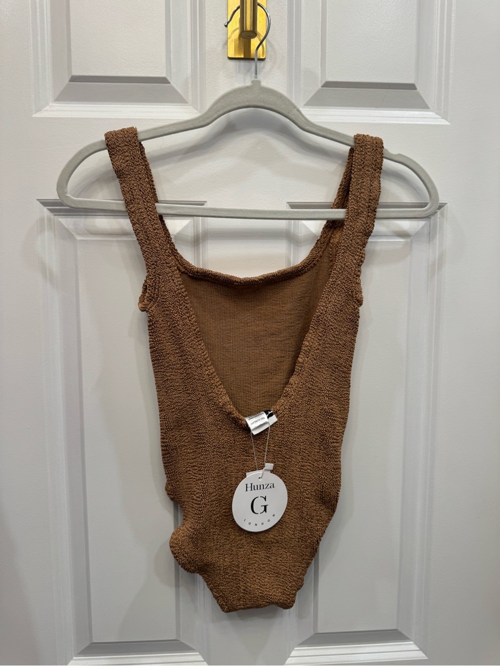 Hunza G Textured One-Piece Swimsuit in Metallic Cocoa - Picture 6 of 10